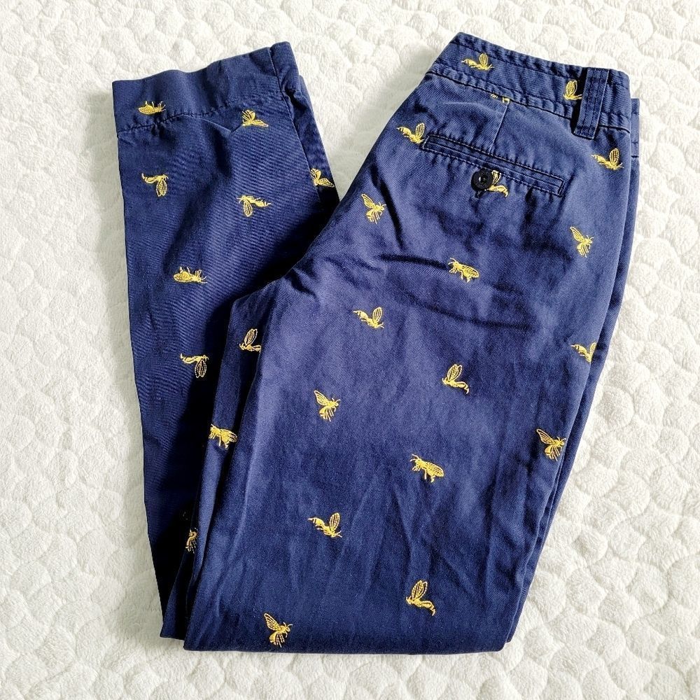 Vintage Lilly Pulitzer bee pants twill chinos navy embroidered 2 bugs bees retro - Picture 2 of 8
